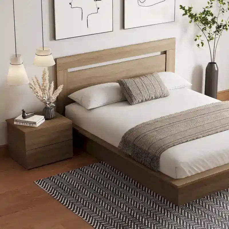 Ensemble de chambre à coucher Malibu 3 pièces avec lit, tête de lit et table de chevet