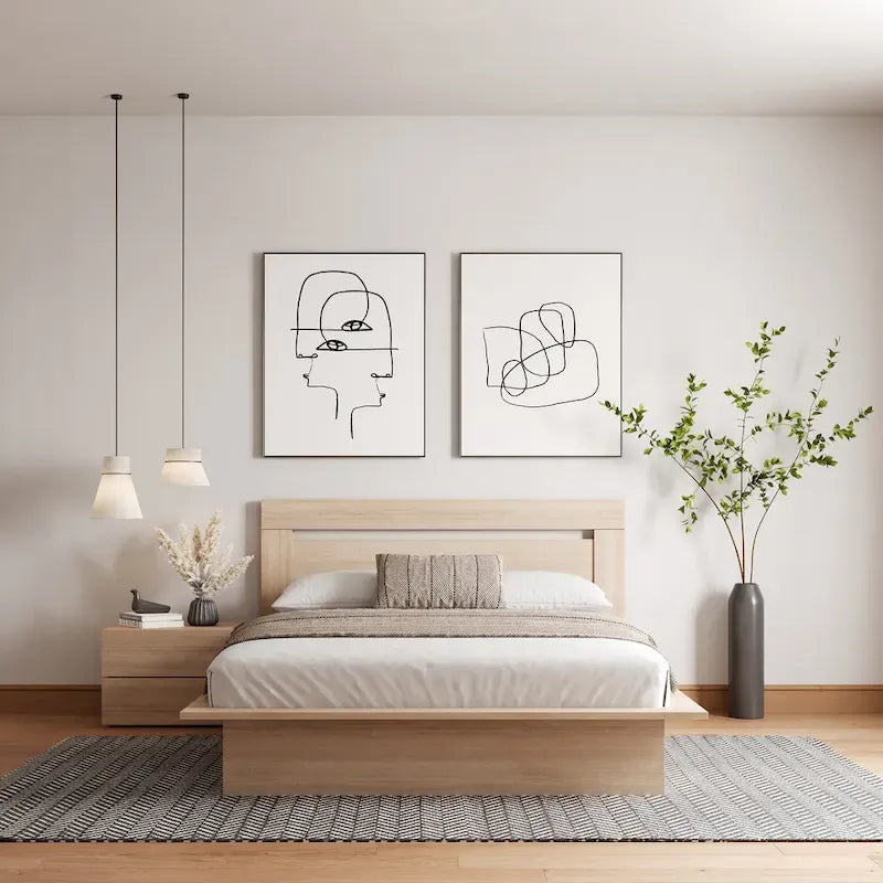 Ensemble de chambre à coucher Malibu 3 pièces avec lit, tête de lit et table de chevet