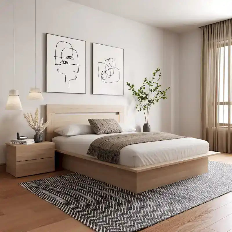 Ensemble de chambre à coucher Malibu 3 pièces avec lit, tête de lit et table de chevet