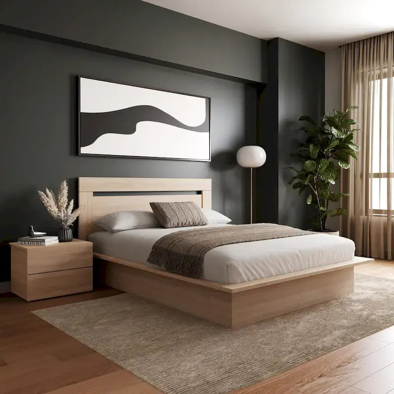 Ensemble de chambre à coucher Malibu 3 pièces avec lit, tête de lit et table de chevet