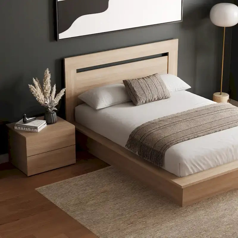 Ensemble de chambre à coucher Malibu 3 pièces avec lit, tête de lit et table de chevet