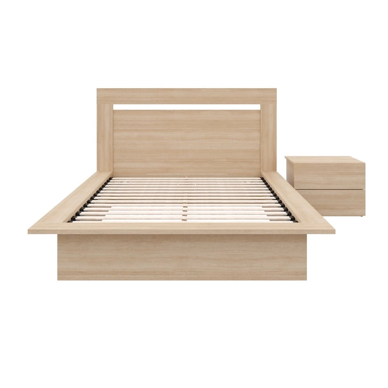 Ensemble de chambre à coucher Malibu 3 pièces avec lit, tête de lit et table de chevet