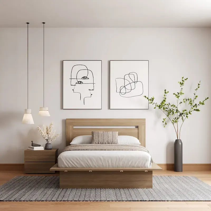 Ensemble de chambre à coucher Malibu 3 pièces avec lit, tête de lit et table de chevet