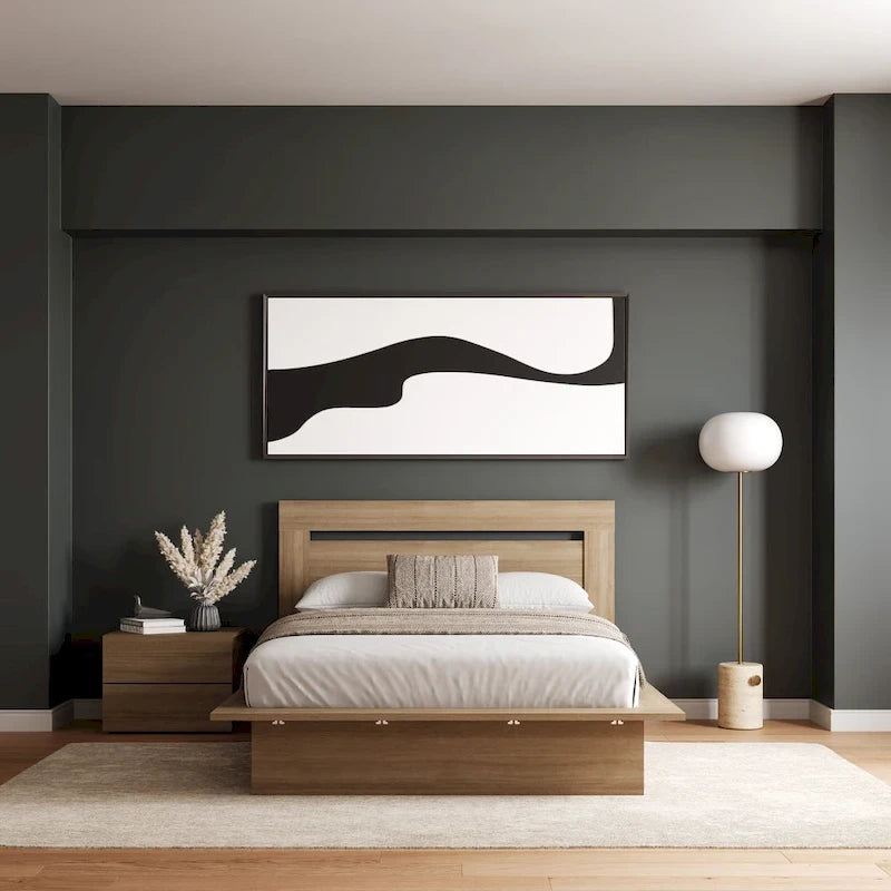 Ensemble de chambre à coucher Malibu 3 pièces avec lit, tête de lit et table de chevet