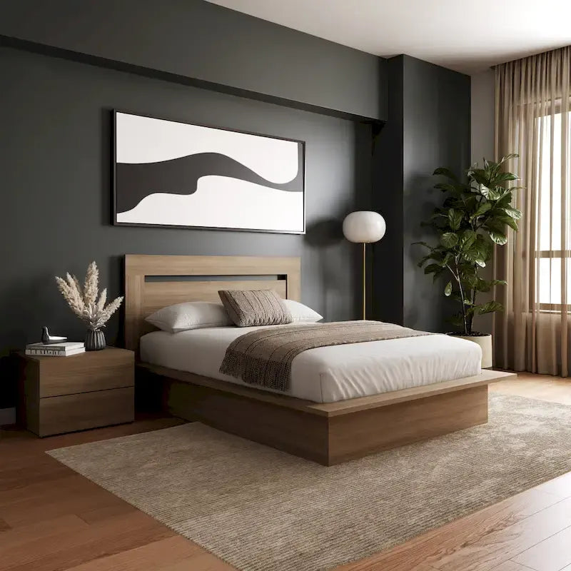 Ensemble de chambre à coucher Malibu 3 pièces avec lit, tête de lit et table de chevet