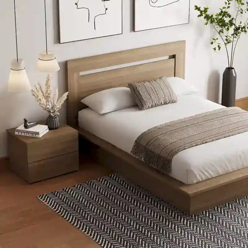 Ensemble de chambre à coucher Malibu 3 pièces avec lit, tête de lit et table de chevet