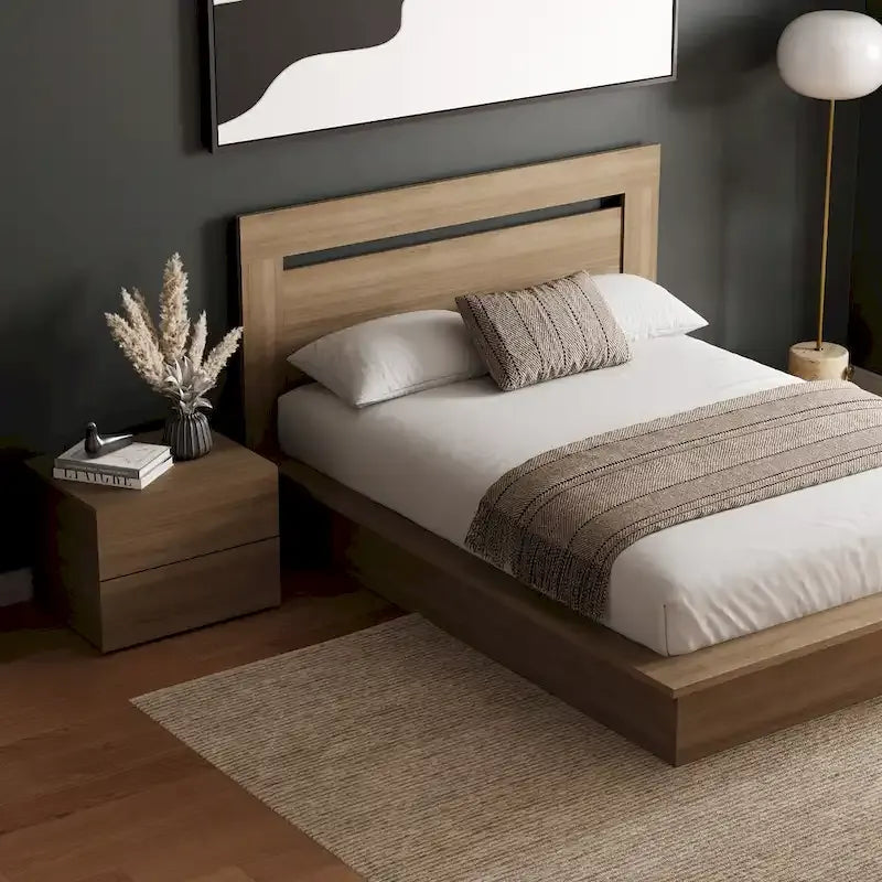 Ensemble de chambre à coucher Malibu 3 pièces avec lit, tête de lit et table de chevet