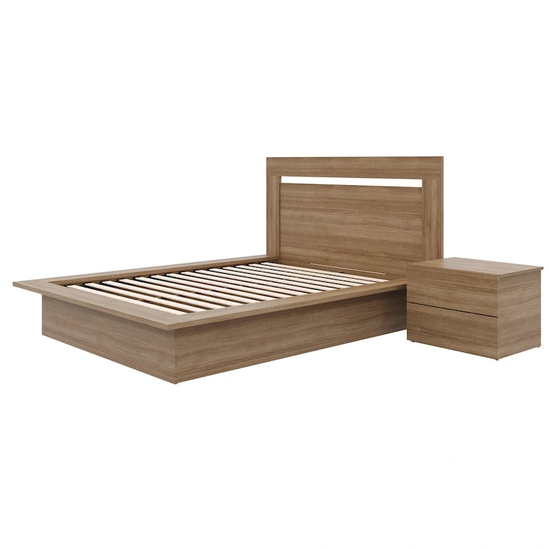 Ensemble de chambre à coucher Malibu 3 pièces avec lit, tête de lit et table de chevet