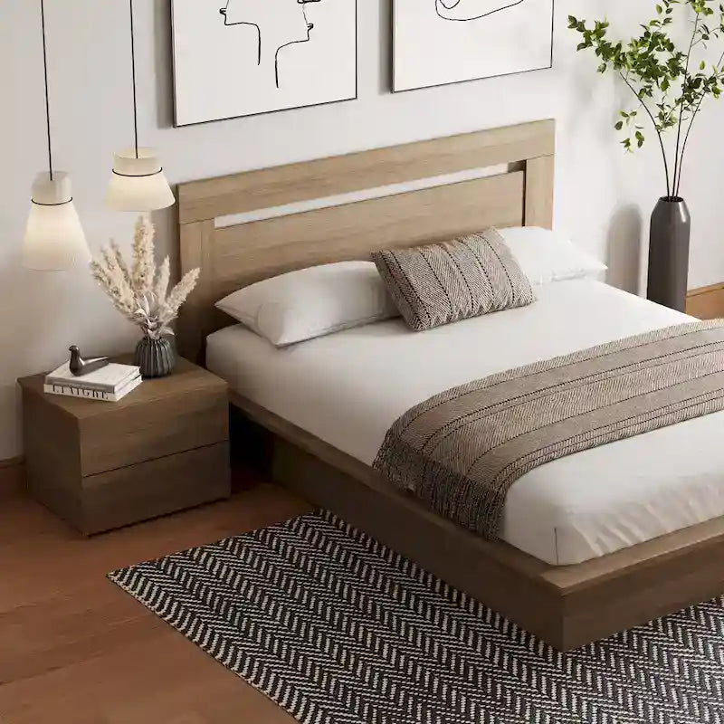 Ensemble de chambre à coucher Malibu 3 pièces avec lit, tête de lit et table de chevet