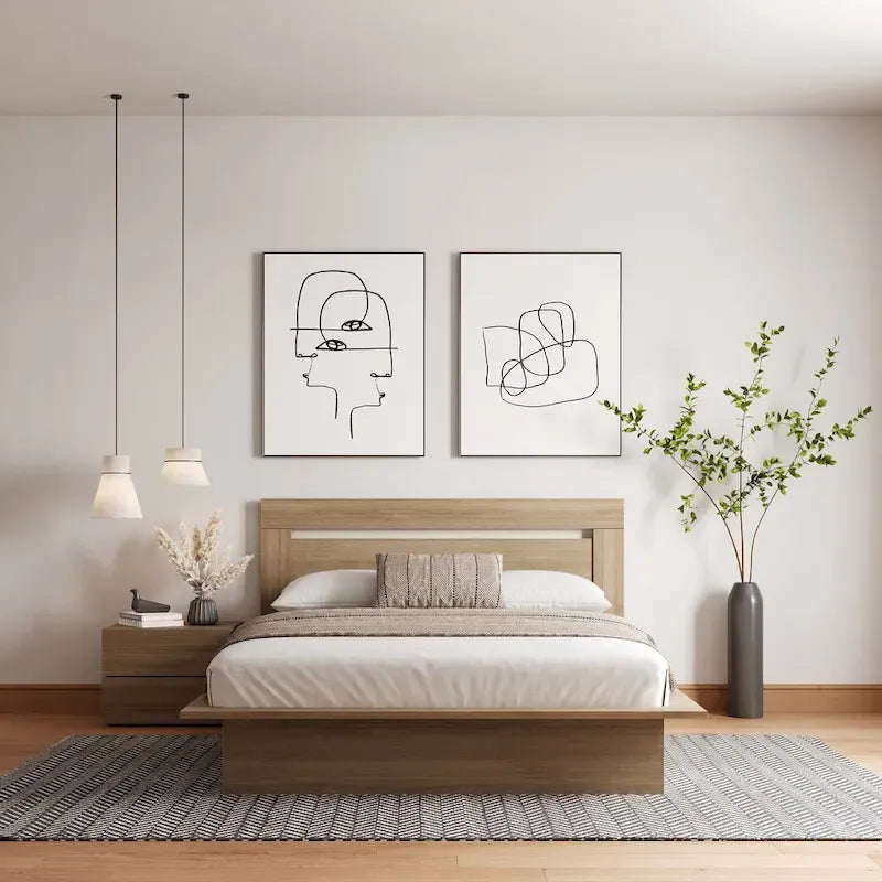 Ensemble de chambre à coucher Malibu 3 pièces avec lit, tête de lit et table de chevet