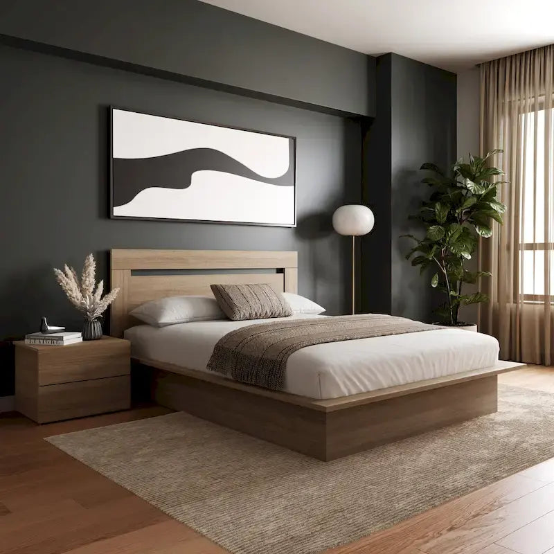 Ensemble de chambre à coucher Malibu 3 pièces avec lit, tête de lit et table de chevet