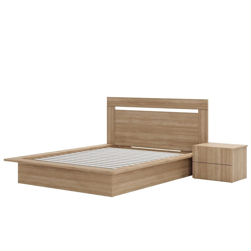 Ensemble de chambre à coucher Malibu 3 pièces avec lit, tête de lit et table de chevet
