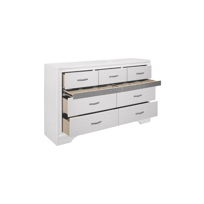 Lit plateforme de rangement Beatrice 4 pièces, moderne, blanc, recouvert de similicuir.
