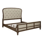 Ensemble de chambre à coucher style ferme américaine comprenant un lit abri, une commode et un miroir.