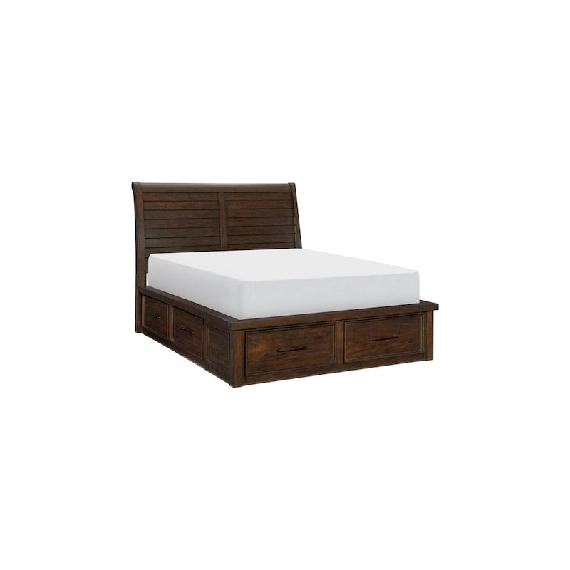 Ensemble de chambre à coucher moderne Salma 5 pièces marron avec plateforme et rangement