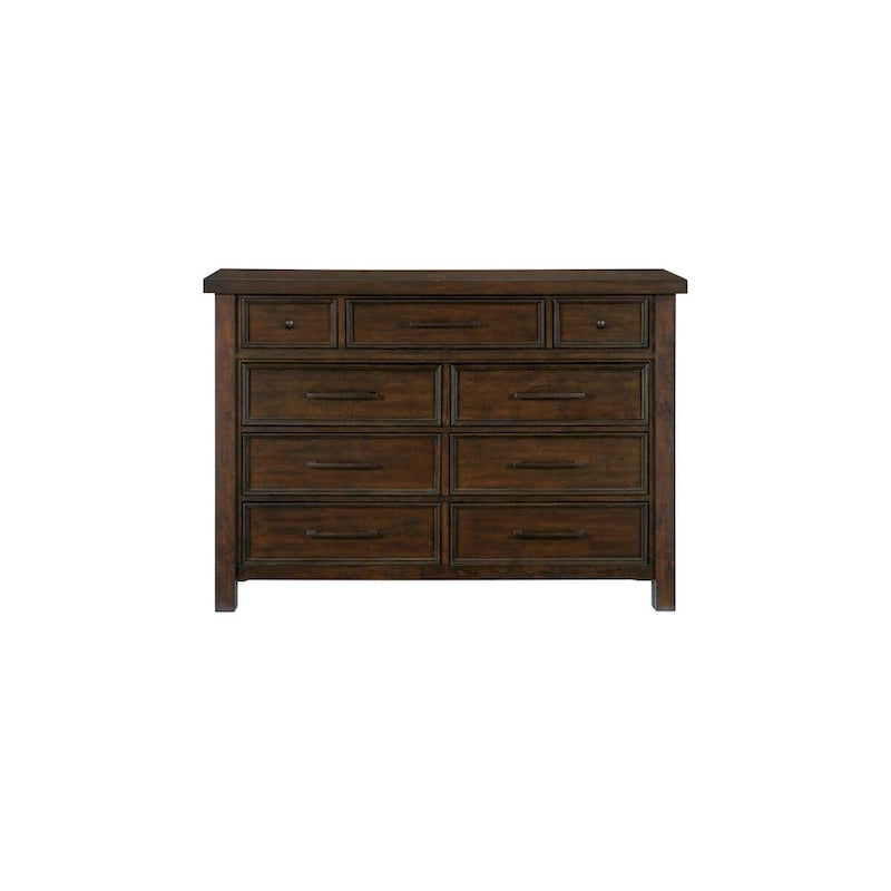 Ensemble de chambre à coucher moderne Salma 5 pièces marron avec plateforme et rangement