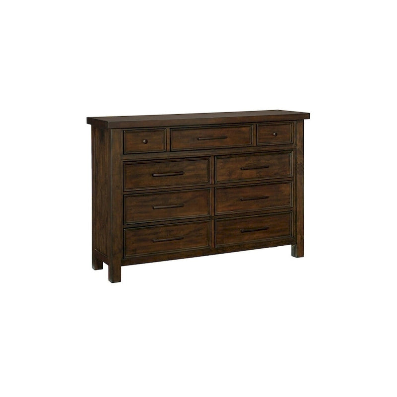 Ensemble de chambre à coucher moderne Salma 5 pièces marron avec plateforme et rangement
