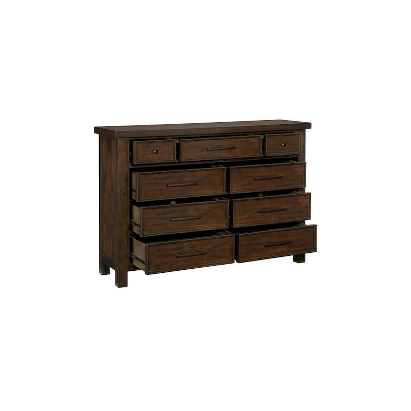 Ensemble de chambre à coucher moderne Salma 5 pièces marron avec plateforme et rangement