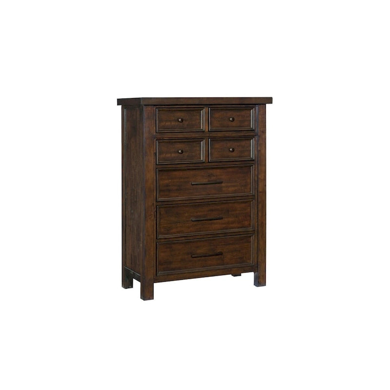 Ensemble de chambre à coucher moderne Salma 5 pièces marron avec plateforme et rangement