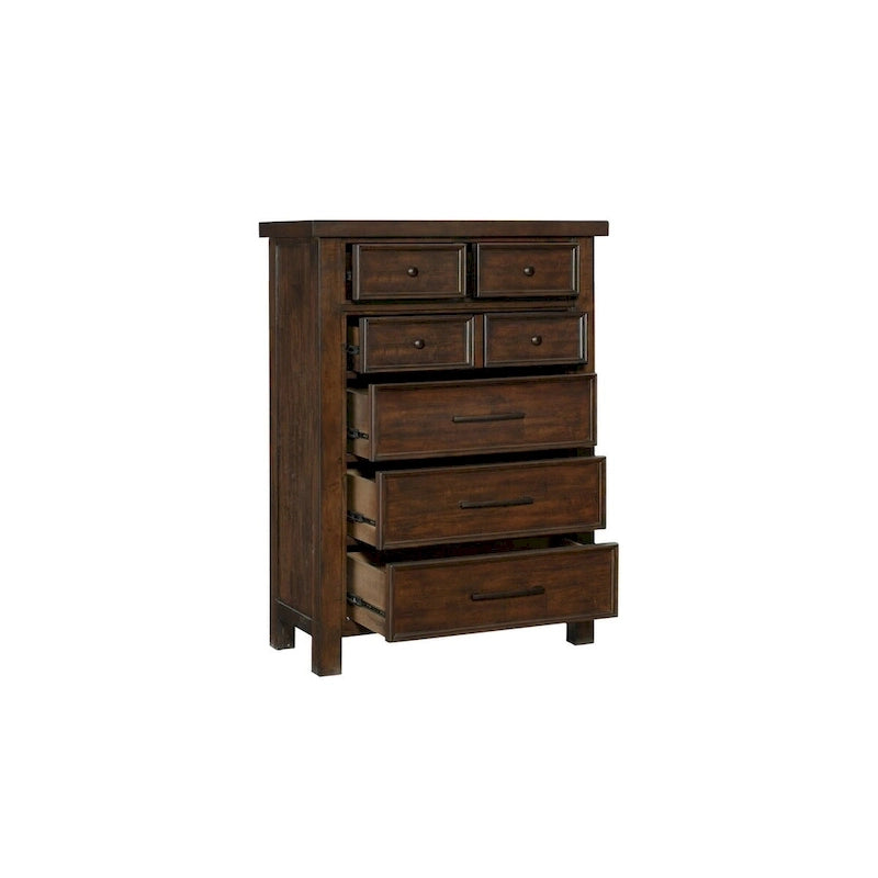 Ensemble de chambre à coucher moderne Salma 5 pièces marron avec plateforme et rangement