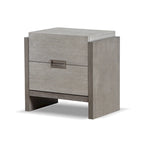 Ensemble de chambre à coucher 6 pièces Cruz de Furniture of America, style contemporain, en bois massif gris, comprenant un lit, 2 tables de chevet, une commode, un chiffonnier et un miroir.