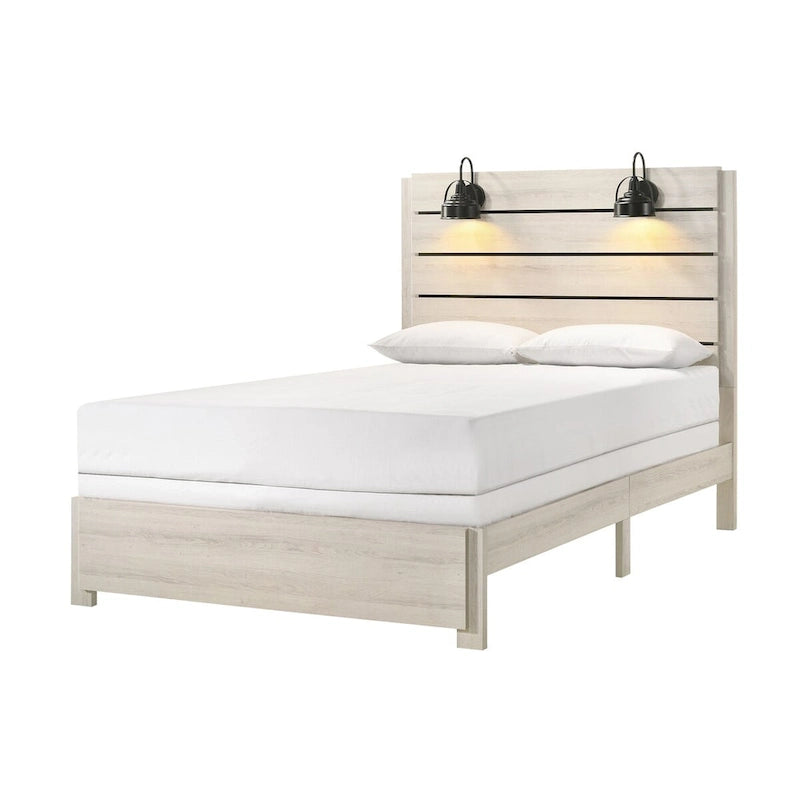 Ensemble de chambre à coucher Edyth 4 pièces avec panneaux LED blancs