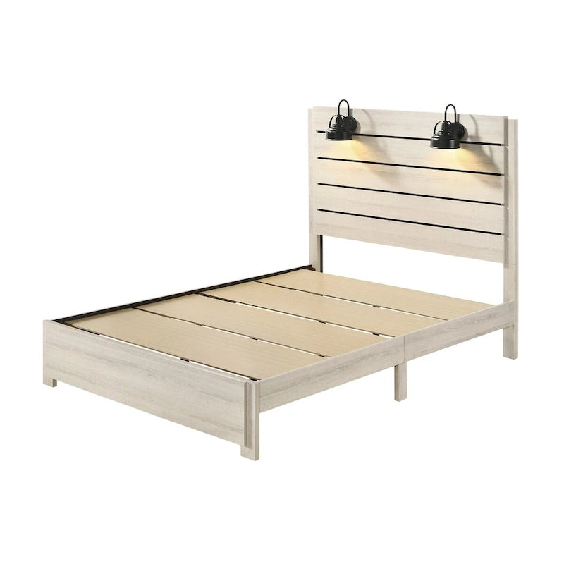 Ensemble de chambre à coucher Edyth 4 pièces avec panneaux LED blancs
