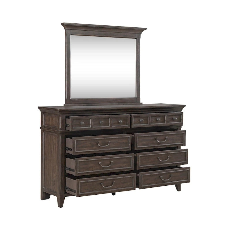 Lit, commode, miroir et table de chevet Paradise Valley Saddle Brown