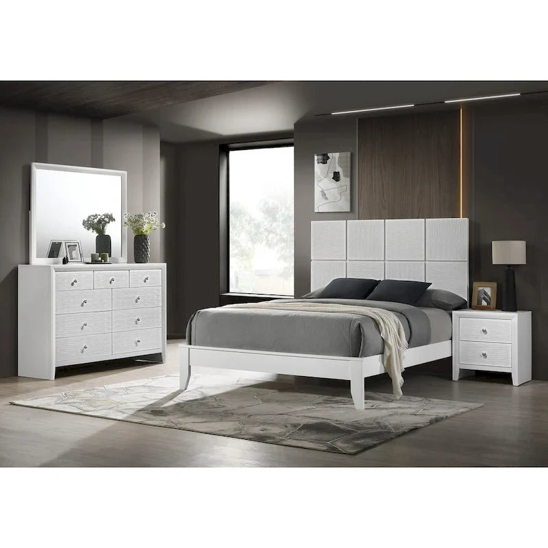 Ensemble de chambre à coucher Sim 4 pièces à panneaux blancs