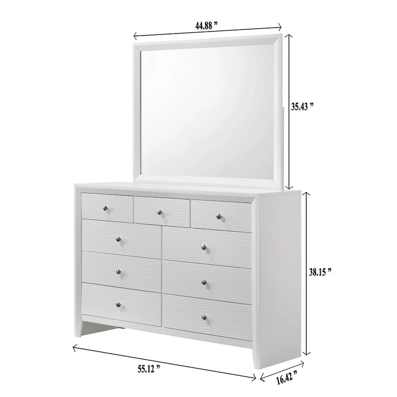 Ensemble de chambre à coucher Sim 4 pièces à panneaux blancs