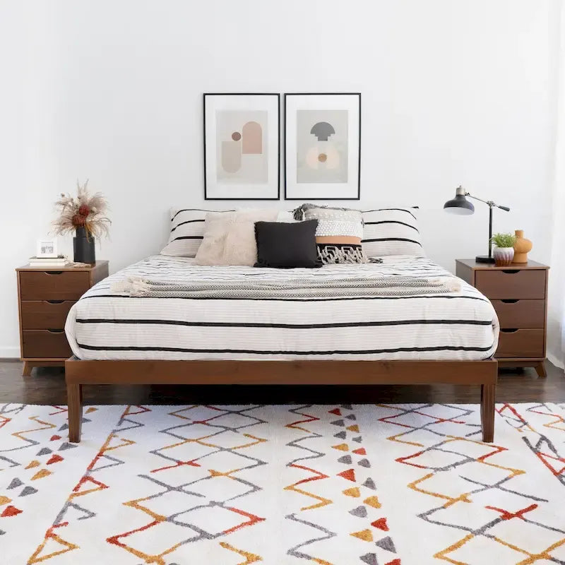 Ensemble de chambre Purcell 3 pièces avec tables de chevet à 3 tiroirs (lot de 2)