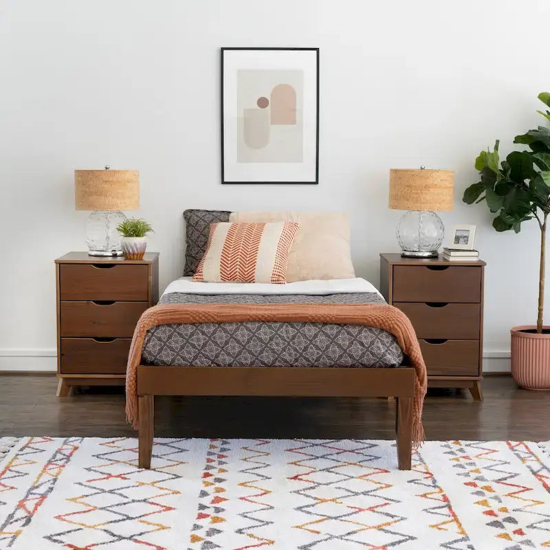 Ensemble de chambre Purcell 3 pièces avec tables de chevet à 3 tiroirs (lot de 2)