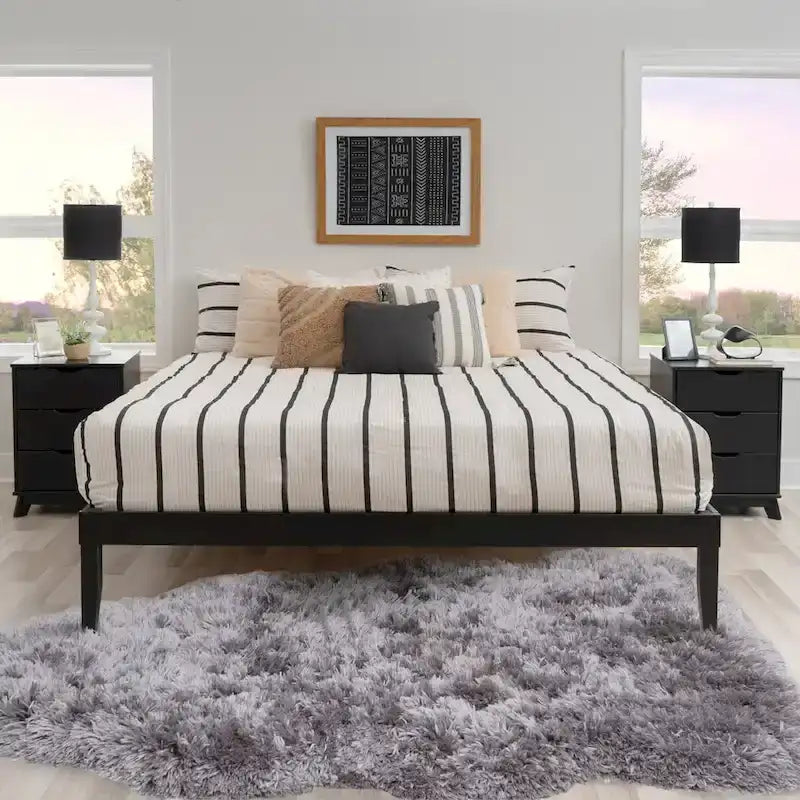 Ensemble de chambre Purcell 3 pièces avec tables de chevet à 3 tiroirs (lot de 2)