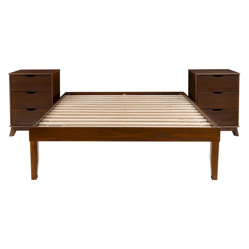Ensemble de chambre Purcell 3 pièces avec tables de chevet à 3 tiroirs (lot de 2)