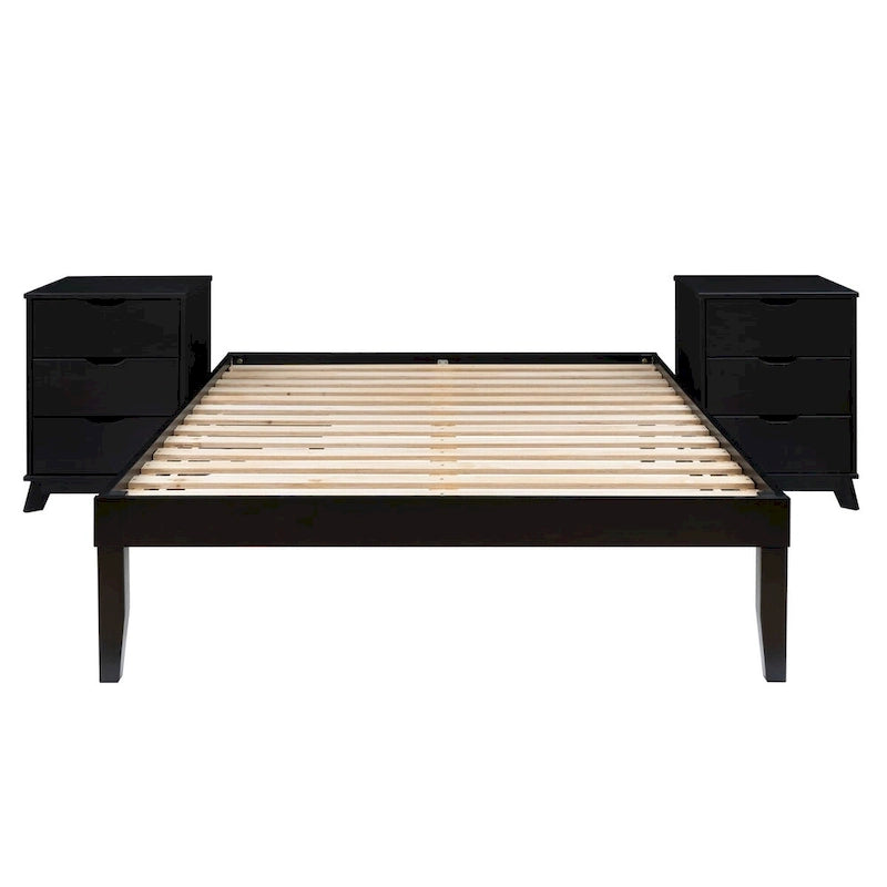 Ensemble de chambre Purcell 3 pièces avec tables de chevet à 3 tiroirs (lot de 2)