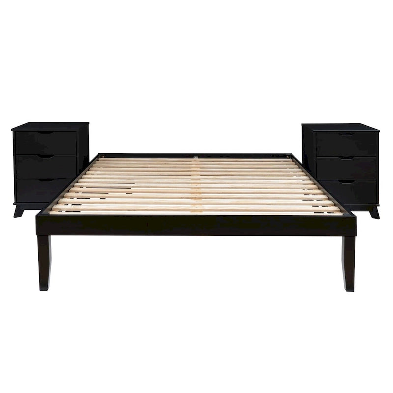 Ensemble de chambre Purcell 3 pièces avec tables de chevet à 3 tiroirs (lot de 2)