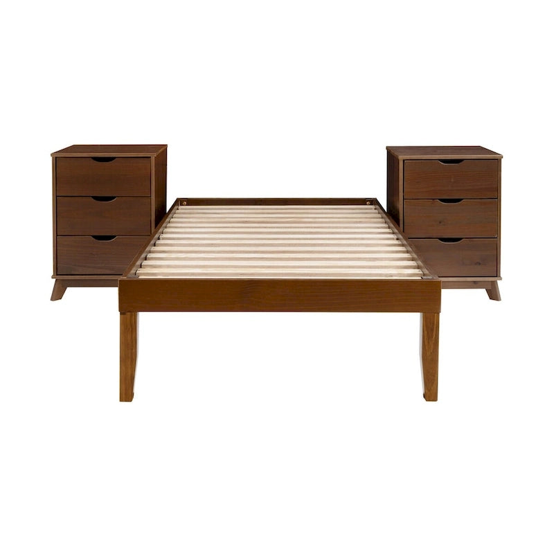 Ensemble de chambre Purcell 3 pièces avec tables de chevet à 3 tiroirs (lot de 2)