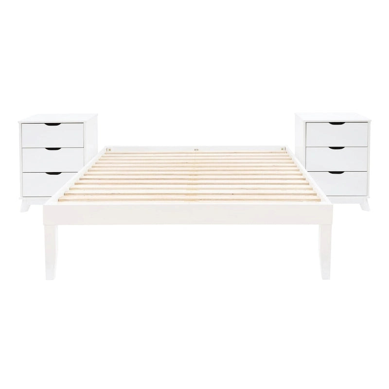 Ensemble de chambre Purcell 3 pièces avec tables de chevet à 3 tiroirs (lot de 2)