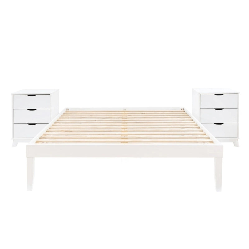 Ensemble de chambre Purcell 3 pièces avec tables de chevet à 3 tiroirs (lot de 2)