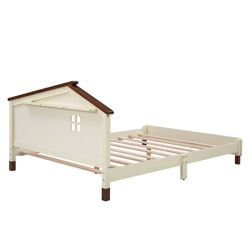 Ensemble de chambre à coucher 3 pièces comprenant un lit plateforme double, une table de chevet et une commode de rangement, blanc et gris.