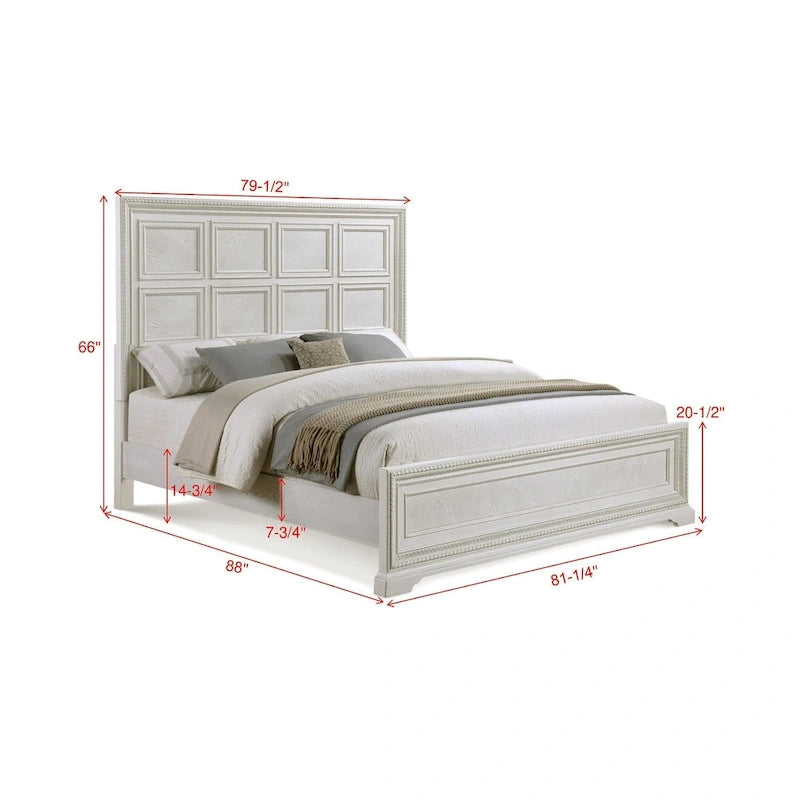 Ensemble de chambre à coucher Oliver 5 pièces à panneaux crème