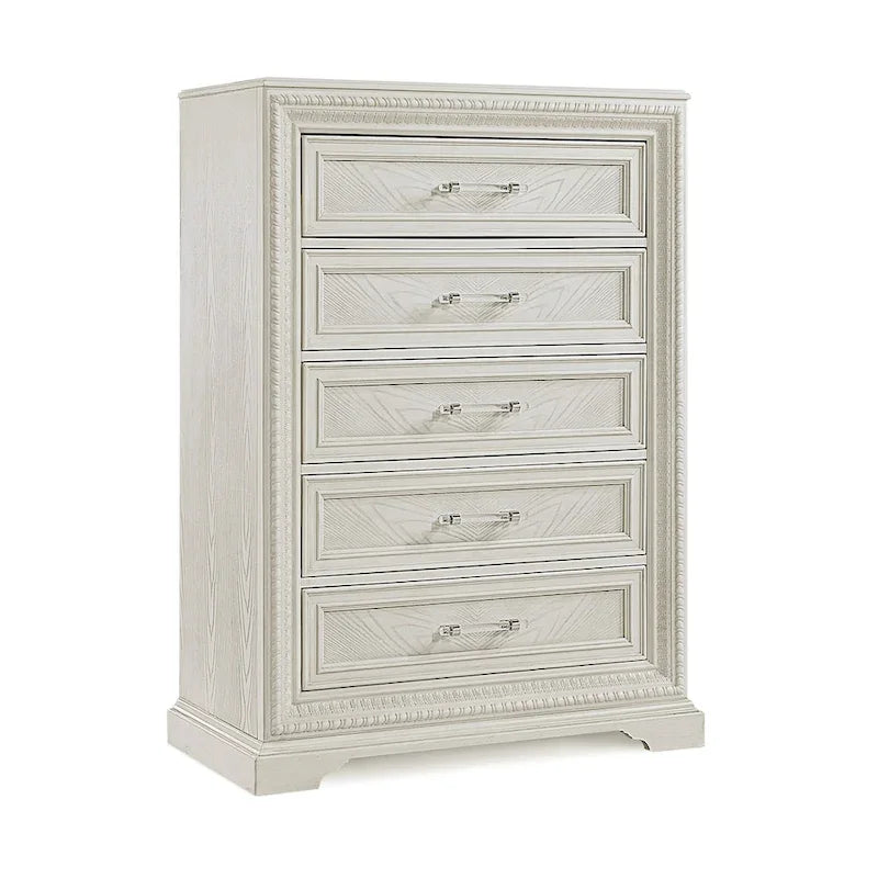 Ensemble de chambre à coucher Oliver 5 pièces à panneaux crème