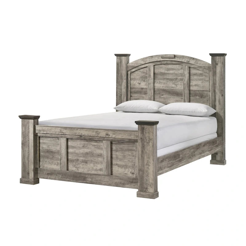 Ensemble de chambre à coucher Aimon 5 pièces, panneaux gris rustiques