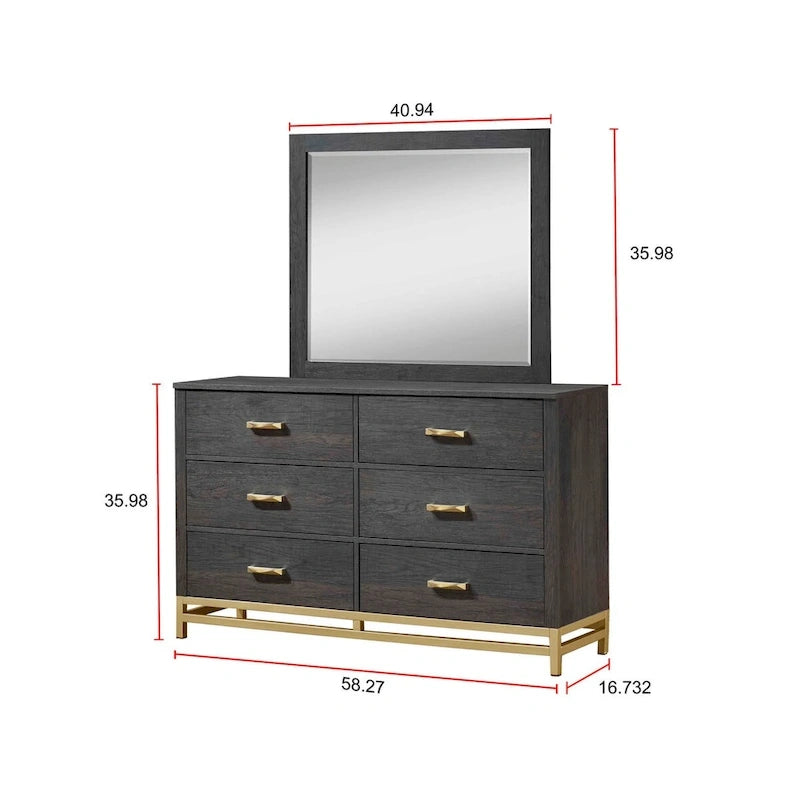 Ensemble de chambre à coucher Wedro 6 pièces à panneaux rustiques marron foncé