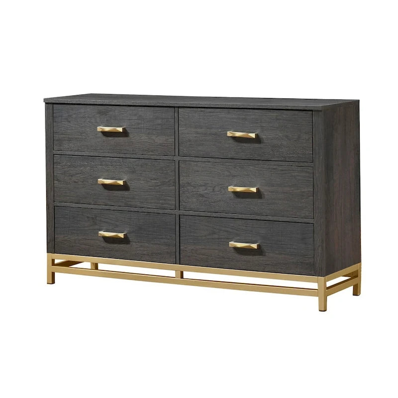 Ensemble de chambre à coucher Wedro 6 pièces à panneaux rustiques marron foncé