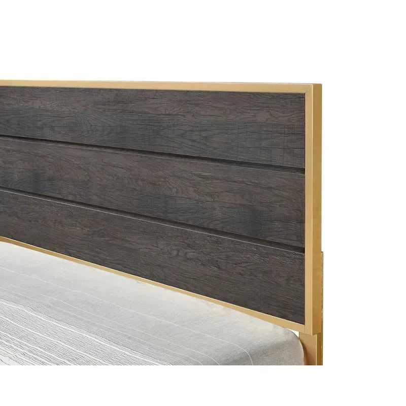Ensemble de chambre à coucher Wedro 6 pièces à panneaux rustiques marron foncé