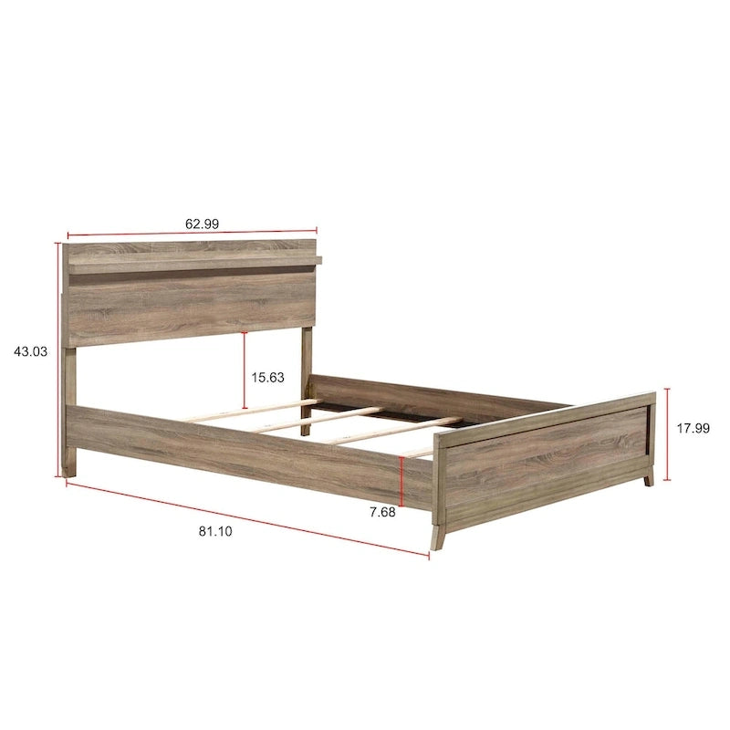 Ensemble de chambre à coucher Daemon 5 pièces à panneaux marron clair