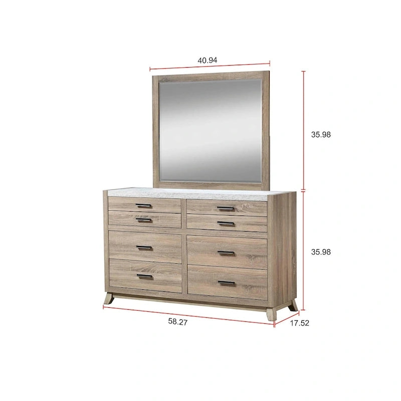 Ensemble de chambre à coucher Daemon 5 pièces à panneaux marron clair