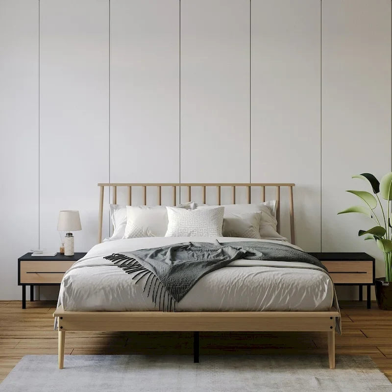 Ensemble de chambre à coucher en bois vintage 3 pièces CraftPorch