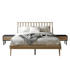 Ensemble de chambre à coucher en bois vintage 3 pièces CraftPorch